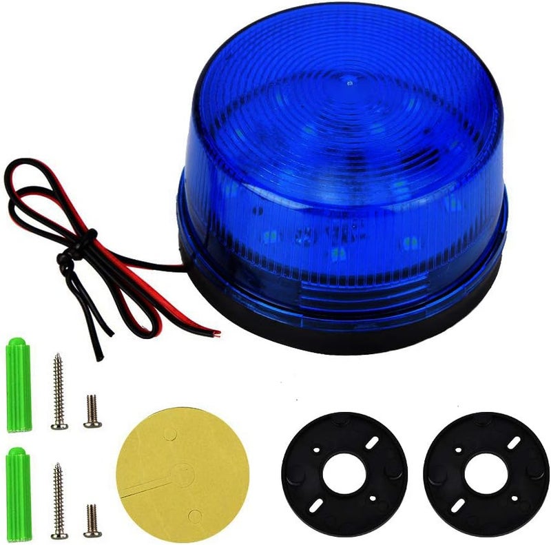 Lelukee Blue Strobe Beacon Light, 2pcs DC 12V Flashing Light Rainproof Blue Led Alarm Signal for Field Work Snowplow Outdoor Work Home Security System Etc. (Blue) - Image 3
